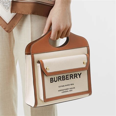 burberry borsa canvas|Mini Pocket Bag in Natural/malt brown .